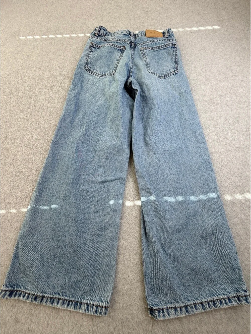 Zara Girls Wide Leg Jeans Size 11-12 Light Wash Blue Denim Youth
